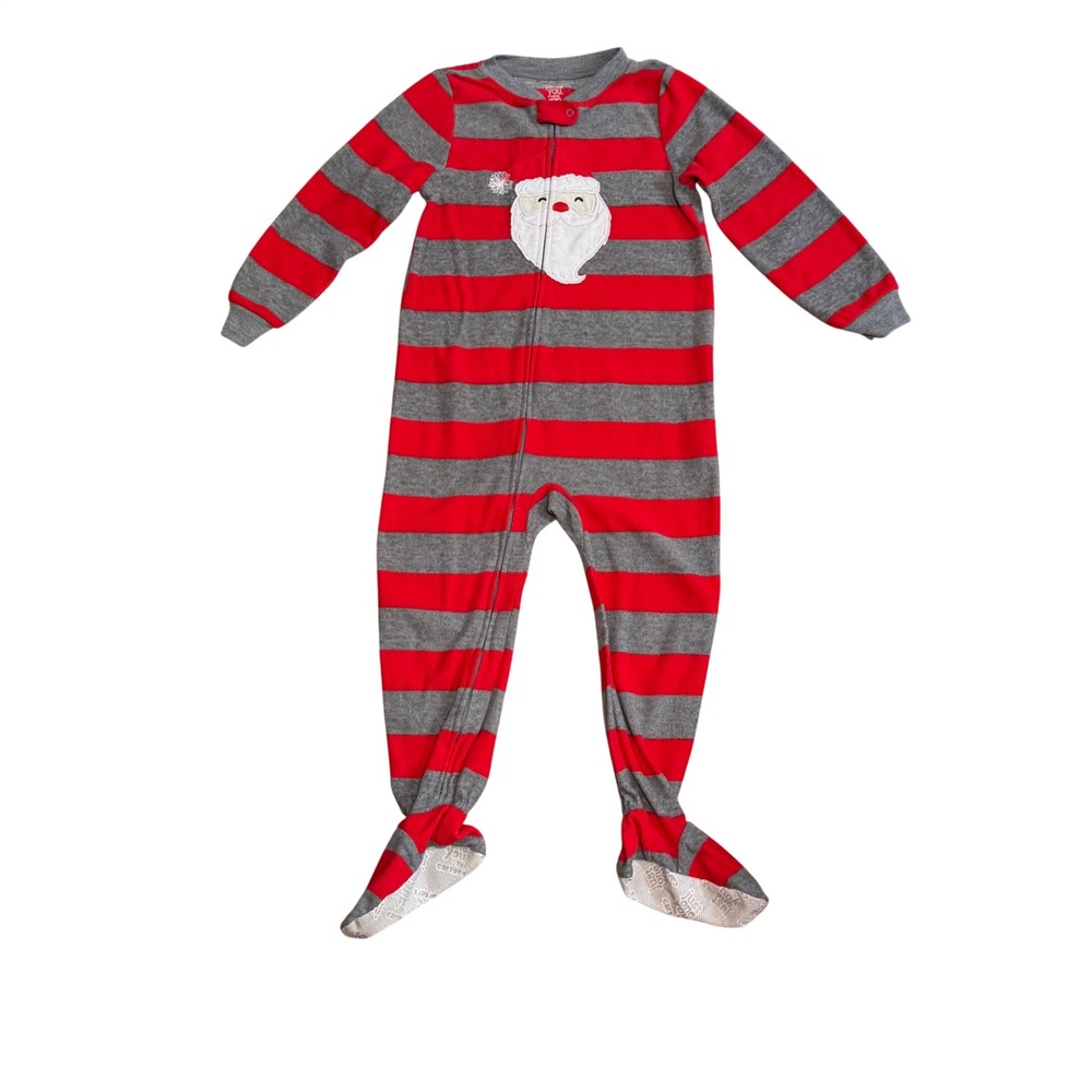 Carters Toddler Boys 4T Fleece Footed Pajamas Lot 3 Santa Trucks Winter Fall - Picture 9 of 13